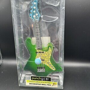 Guitar Shaped Wall Hook Peg Kids Room Decor Boys Music Band Hand Crafted
